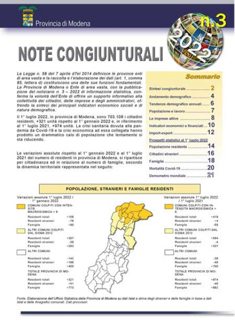 Copertina Note congiunturali n. 3 del 2022