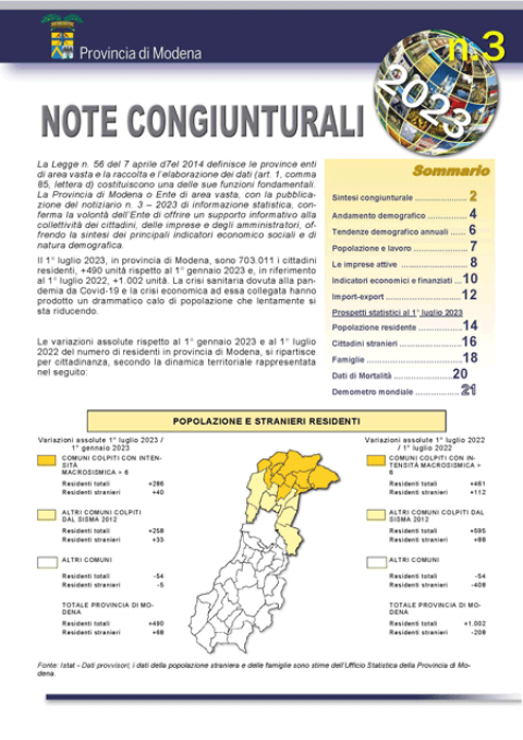 Copertina Note congiunturali n. 3 del 2023