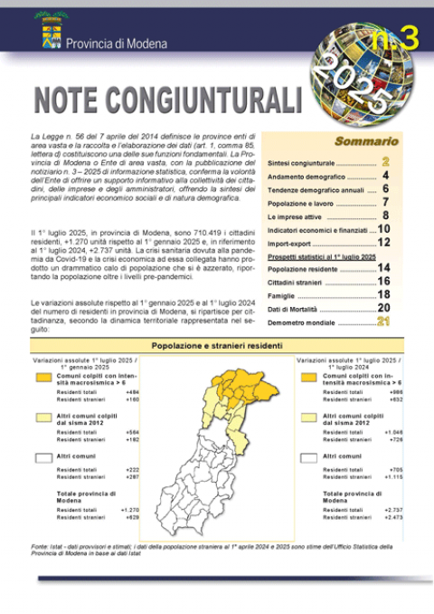 Copertina Note congiunturali n. 3 del 2025