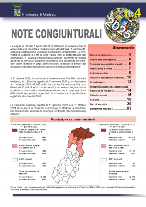 Copertina Note congiunturali n. 4 del 2025